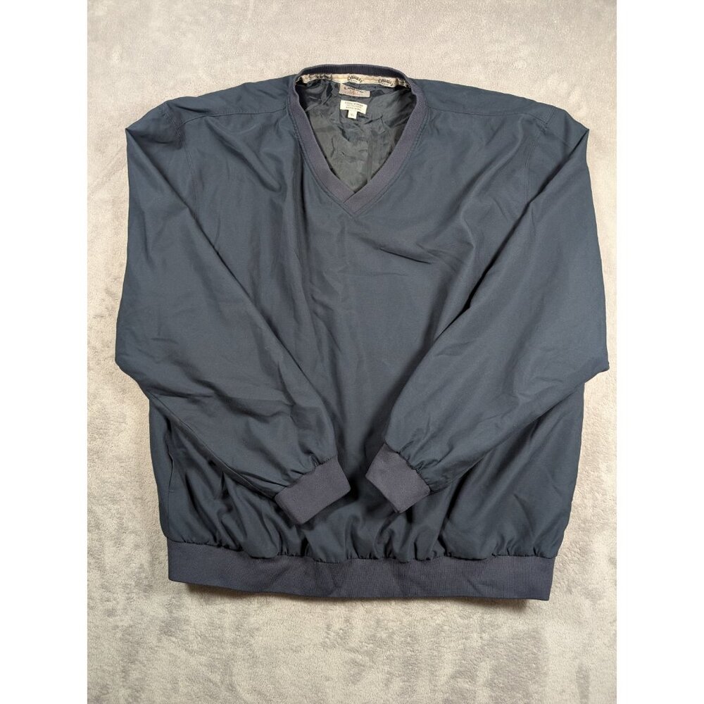 Callaway Vintage Windbreaker Mens XL Blue Pullover V Neck Lightweight Golf